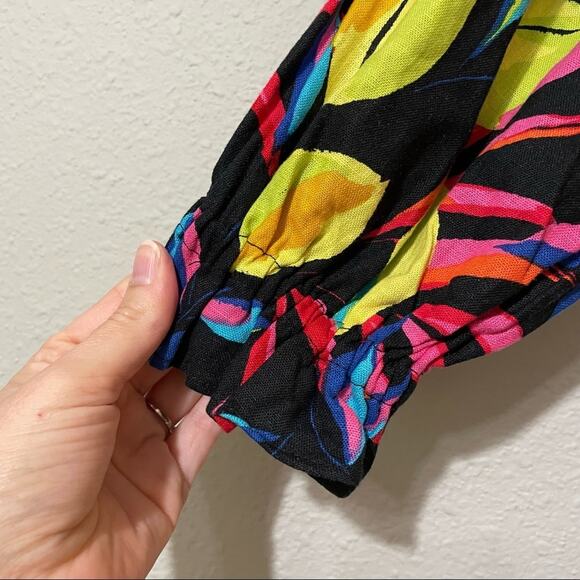 Tabitha Brown Target Black Lemon Blouse S Beachy Vacation Tropical Off Shoulder - Picture 4 of 10